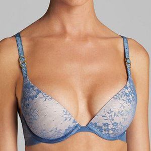 34D Stella McCartney Push Up Blue Bra Floral Lace